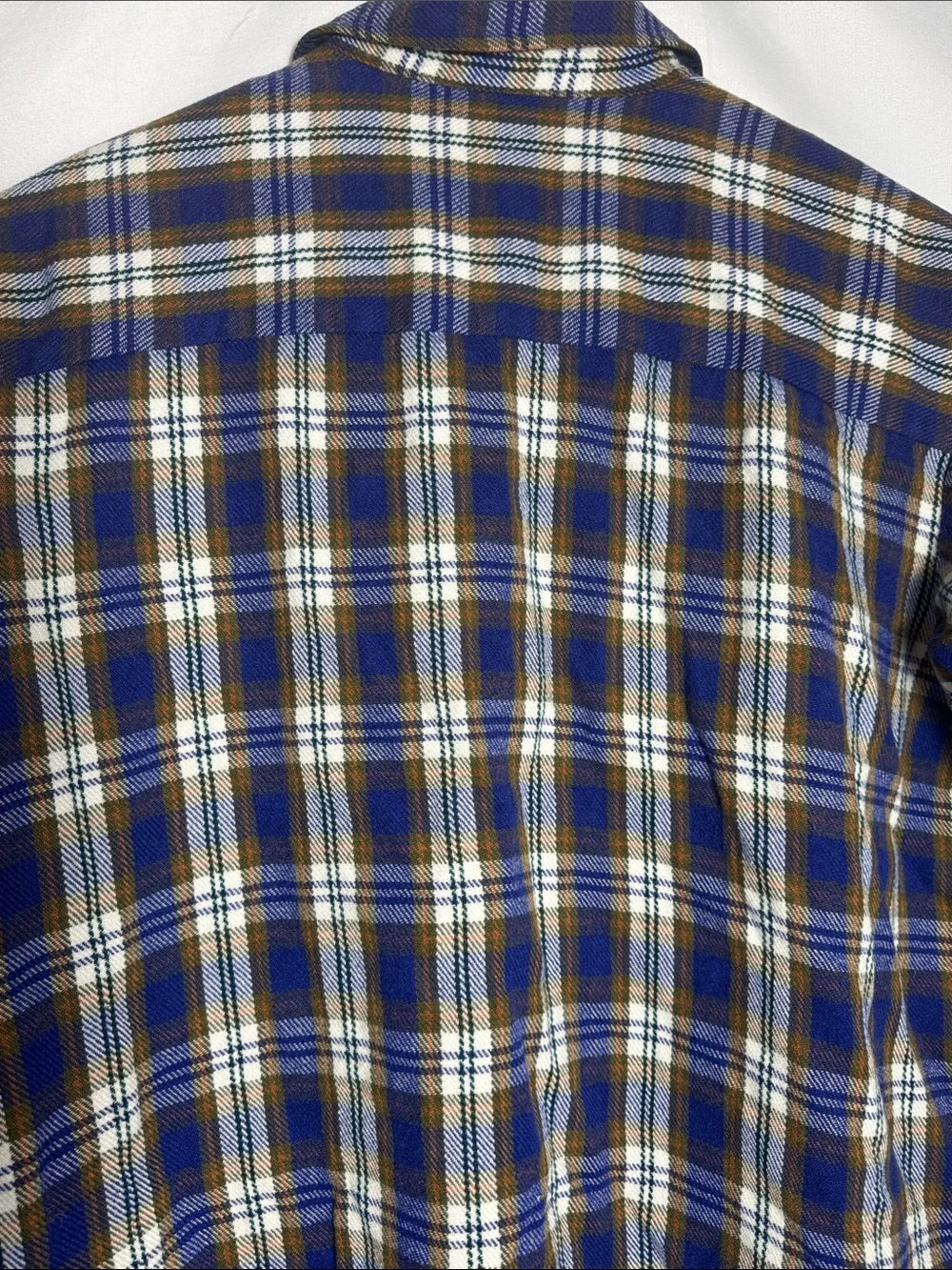 Manhattan Big Man Vintage 1990s Plaid Button-Down Shirt in Blue and Brown XL - Picture 7 of 7
